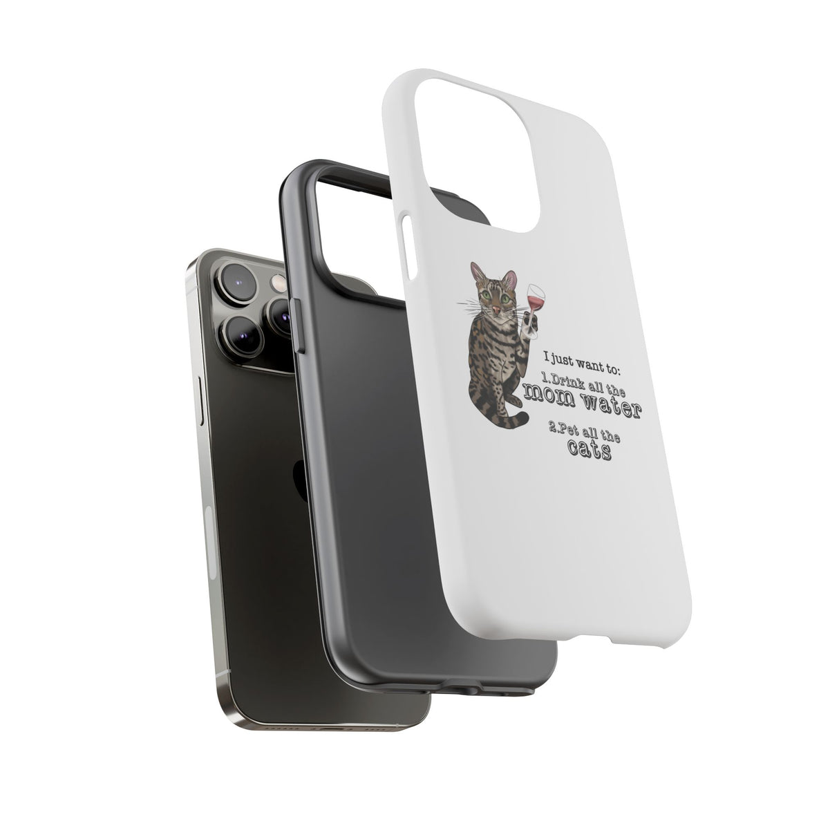 Flounder the Talking Cat Wine Glass Phone Case – "II just want to drink all the mom water"