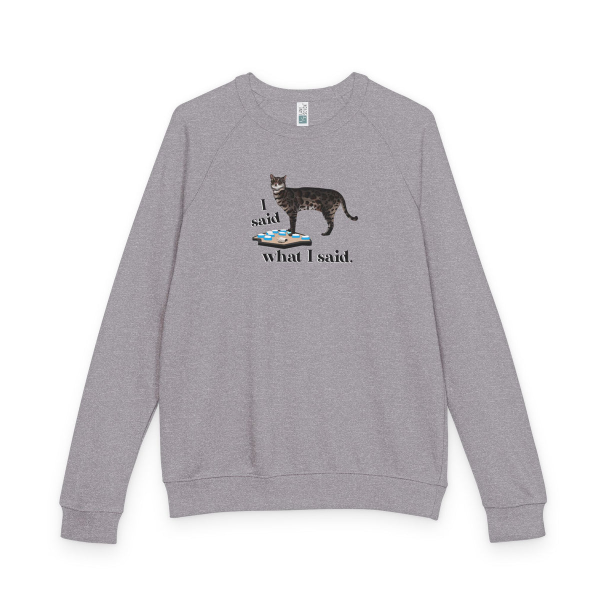 “I Said What I Said” Raglan Crewneck — Flounder Talking Pet Buttons Design