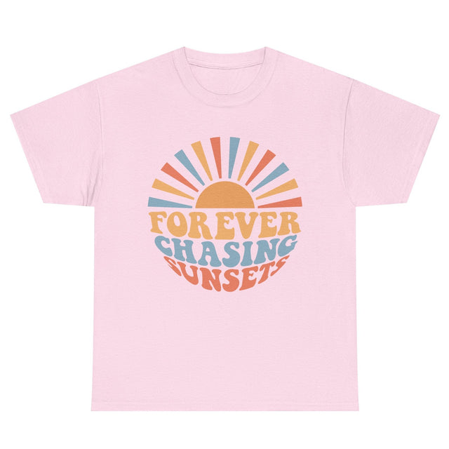 Forever Chasing Sunsets cotton tee in light pink
