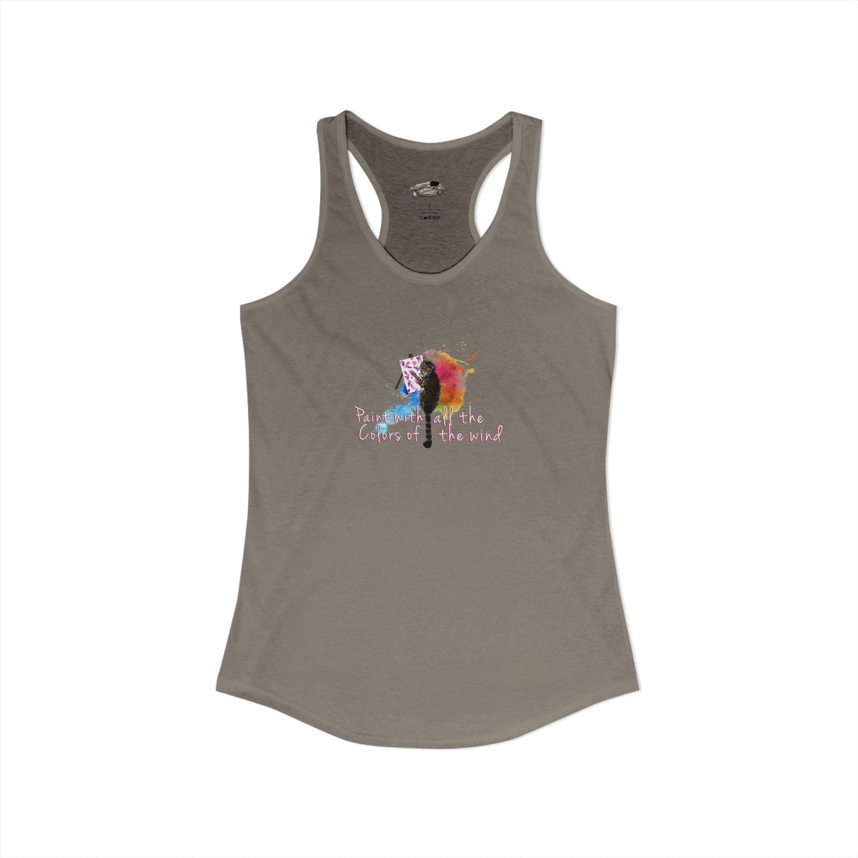 Women's Racerback Tank — "Paint With All the Colors of the Wind" Flounder the Purrcasso Art Tank