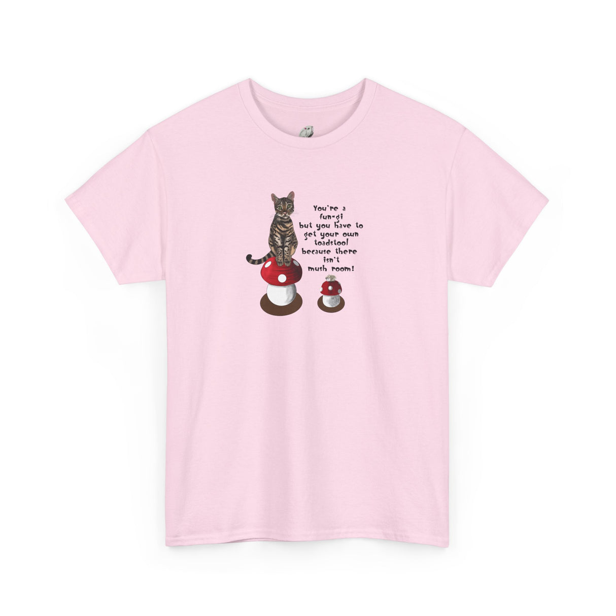 Fun-gi T-Shirt — Hand-Drawn Flounder & Mouse Toy on Toadstools, "You're a fun-gi" Design