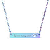 Fiki's  Paw Bar Necklace — "Forever in My Heart" Pet Loss Memorial Jewelry