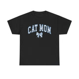 Blue Cat Mom Coquette Style Cotton Tee
