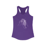 Tank Top - Woman's Ideal Racerback Tank with Flounder the Purrmaid Line Drawing Design