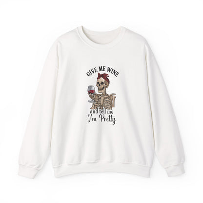 Funny Skelton Wine Crewneck Sweatshirt