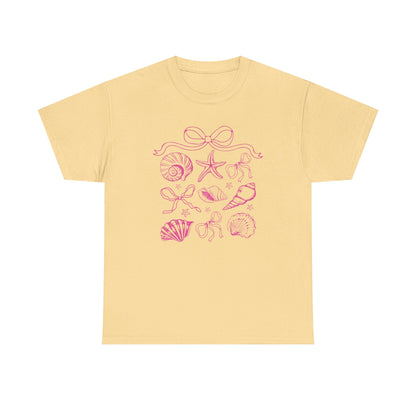 Pink Coastal Coquette Shell Cotton T-Shirt