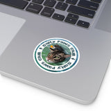 Salty Paws Club Sticker — Flounder the Purrmaid & Life‑Vest Mouse Toy (Indoor/Outdoor Round Sticker)