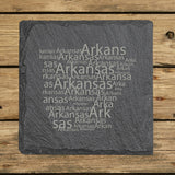 Arkansas Slate Coaster Set – Engraved Natural Stone (Set of 4)