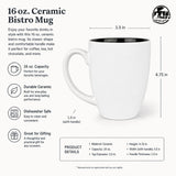 Size guide for the 16 oz ceramic bistro coffee mug