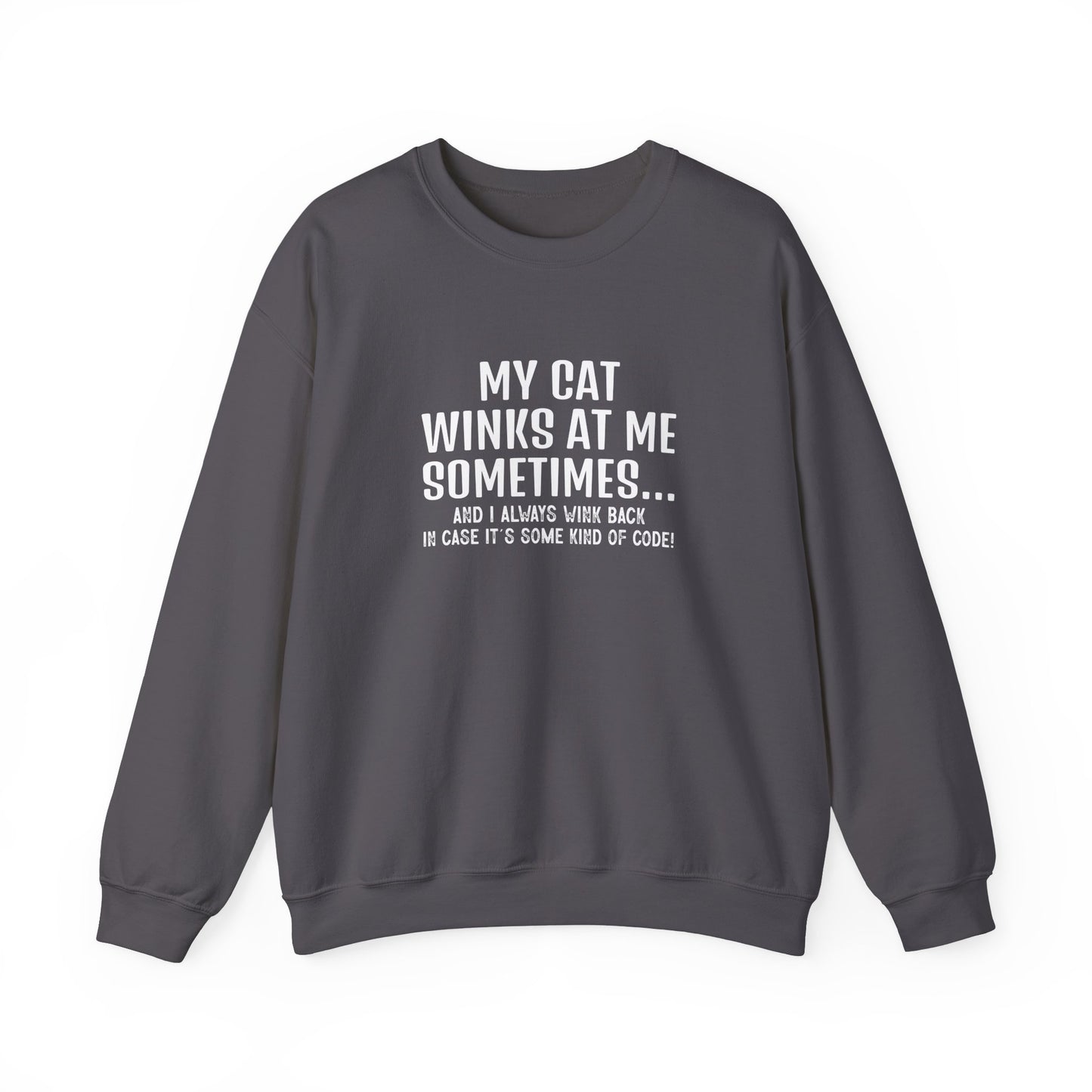 Cat Winks Funny Sweatshirt Adult