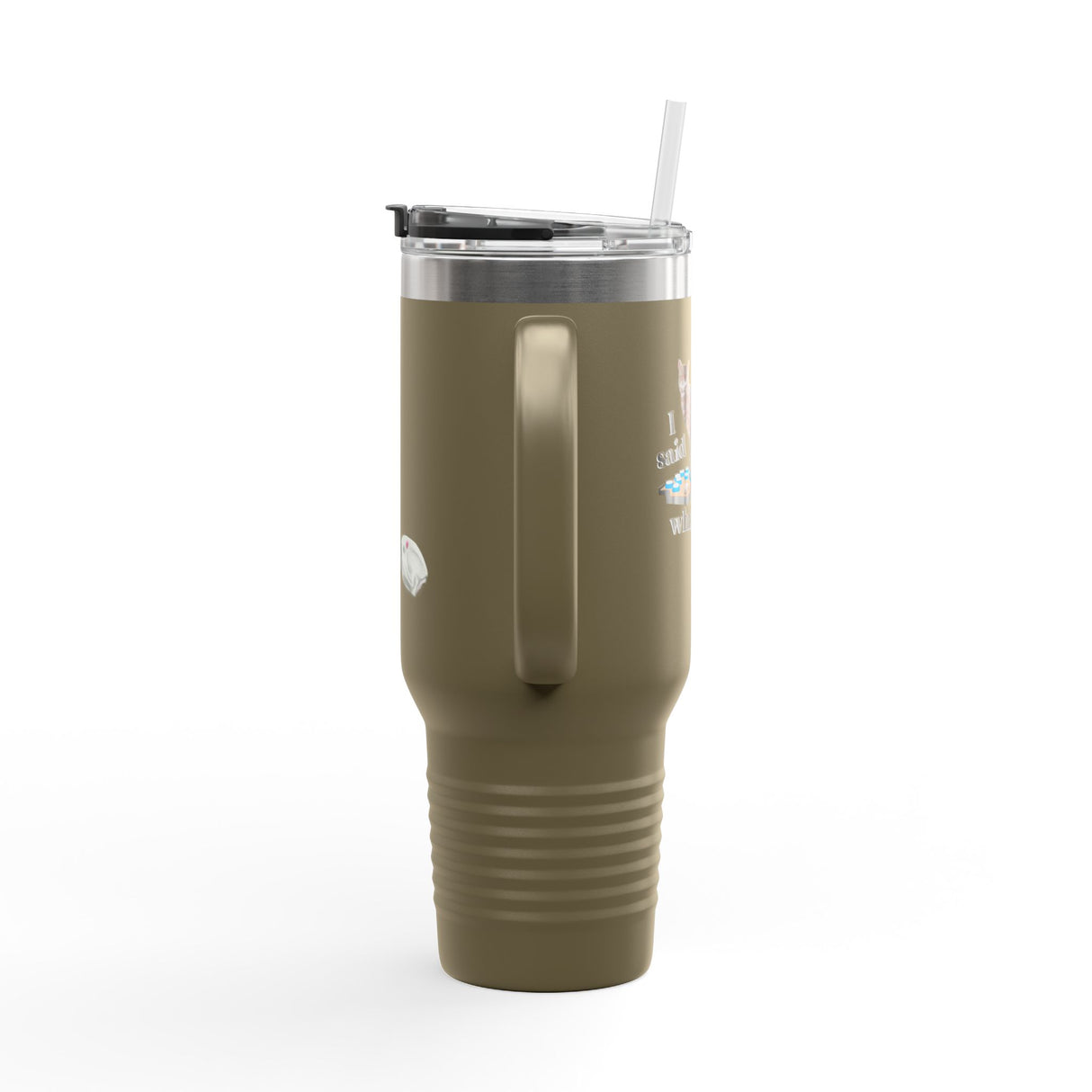40oz Insulated Travel Mug — “I Said What I Said” Flounder Talking Pet Buttons Design