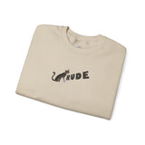 Flounder 'RUDE' Button Sweatshirt — Hand-Drawn Flounder Design