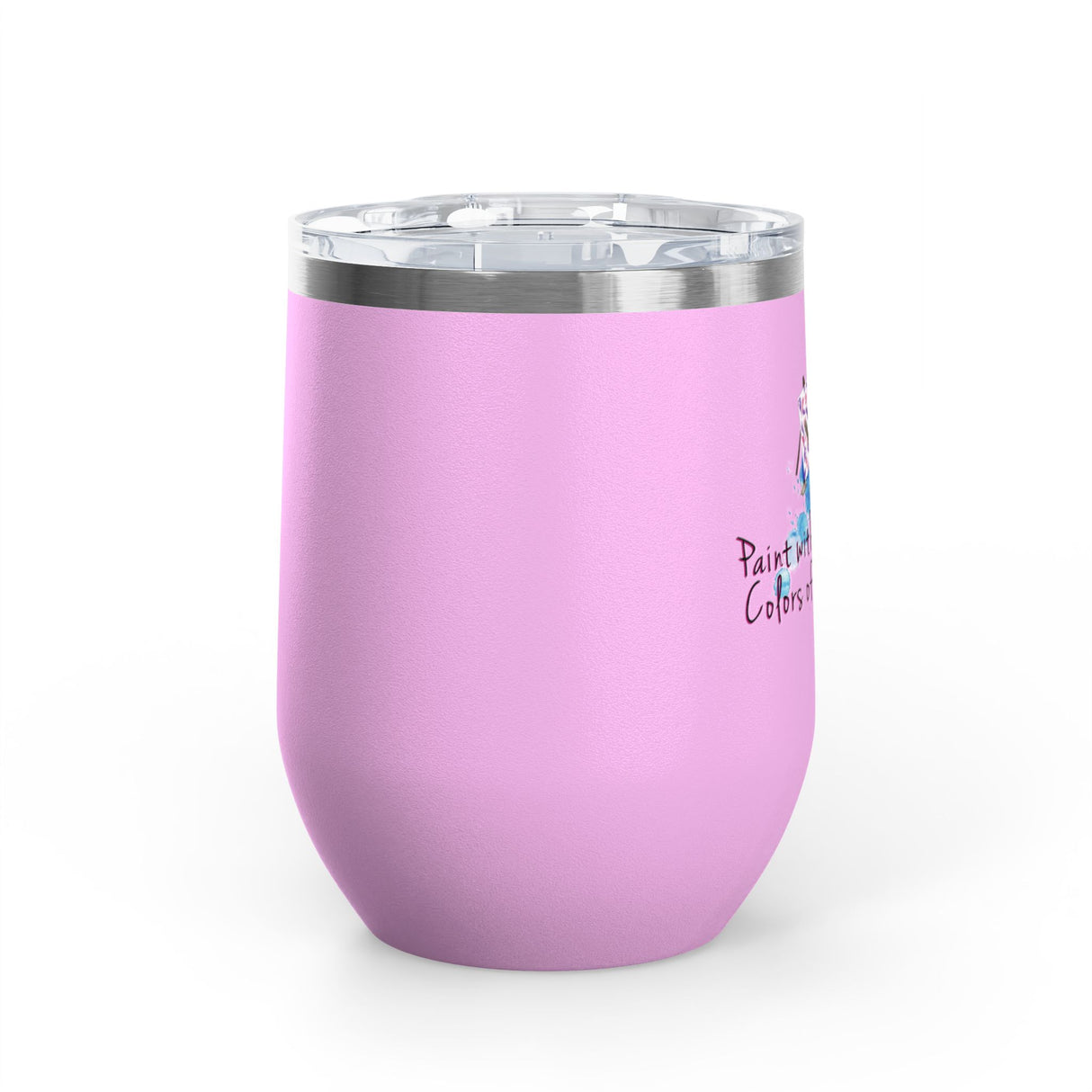 Wine Tumbler — "Paint With All The Colors Of The Wind" Flounder the Purrcasso Artwork