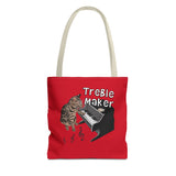 Tote Bag: Treble Maker Design by Nina featuring Flounder the Purrmaid Playing Piano for Mouse Toy
