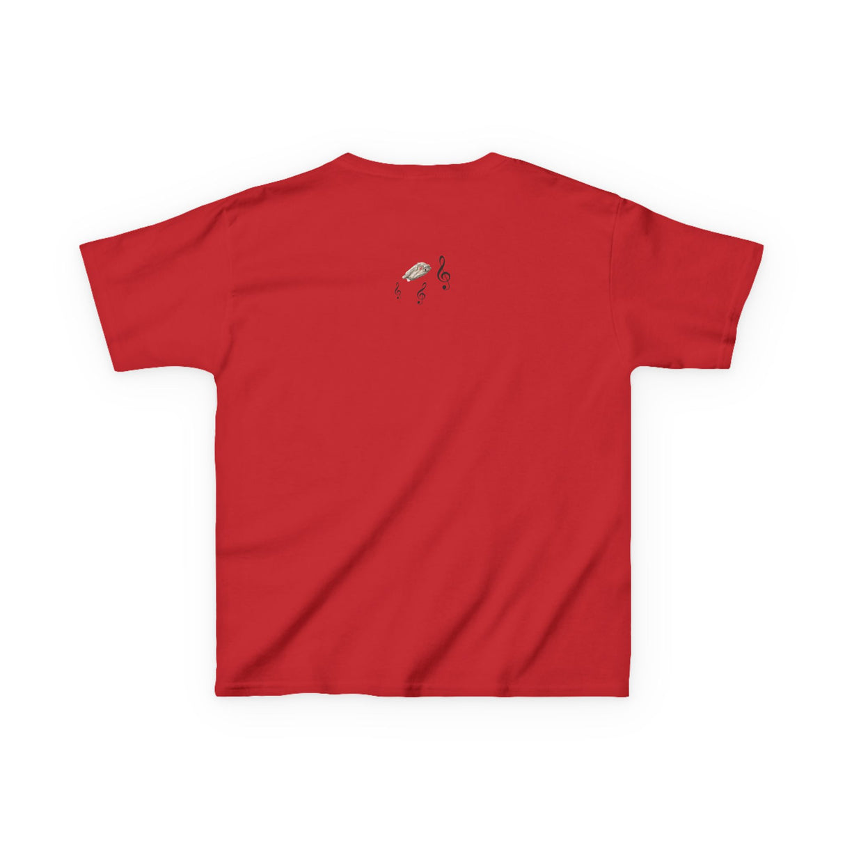 Kids Tee - Treble Maker Design Hand Drawn by Flounder's Mom, Nina Featuring Flounder the Purrmaid Playing Piano for Mouse Toy
