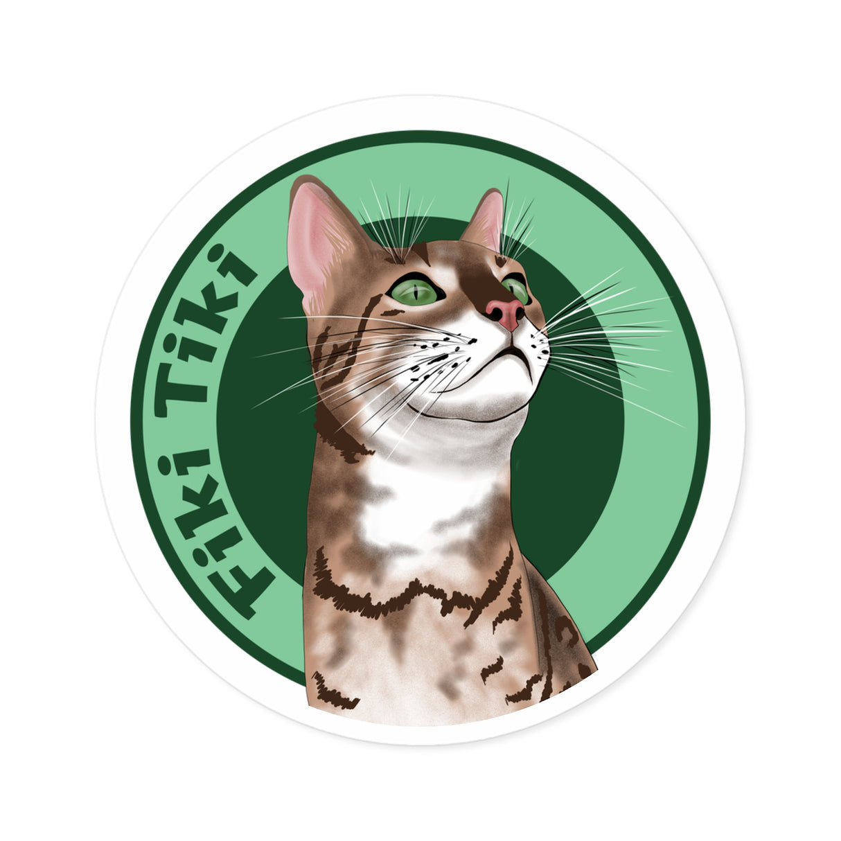 Fiki Tiki Cat Round Sticker — Hand-Drawn Fiki by Nina (Indoor/Outdoor)