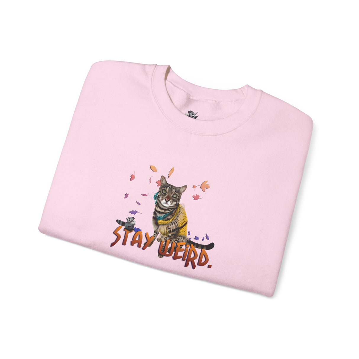 Stay Weird Sweatshirt — Hand-Drawn Flounder & Mouse Toy Hug Crewneck