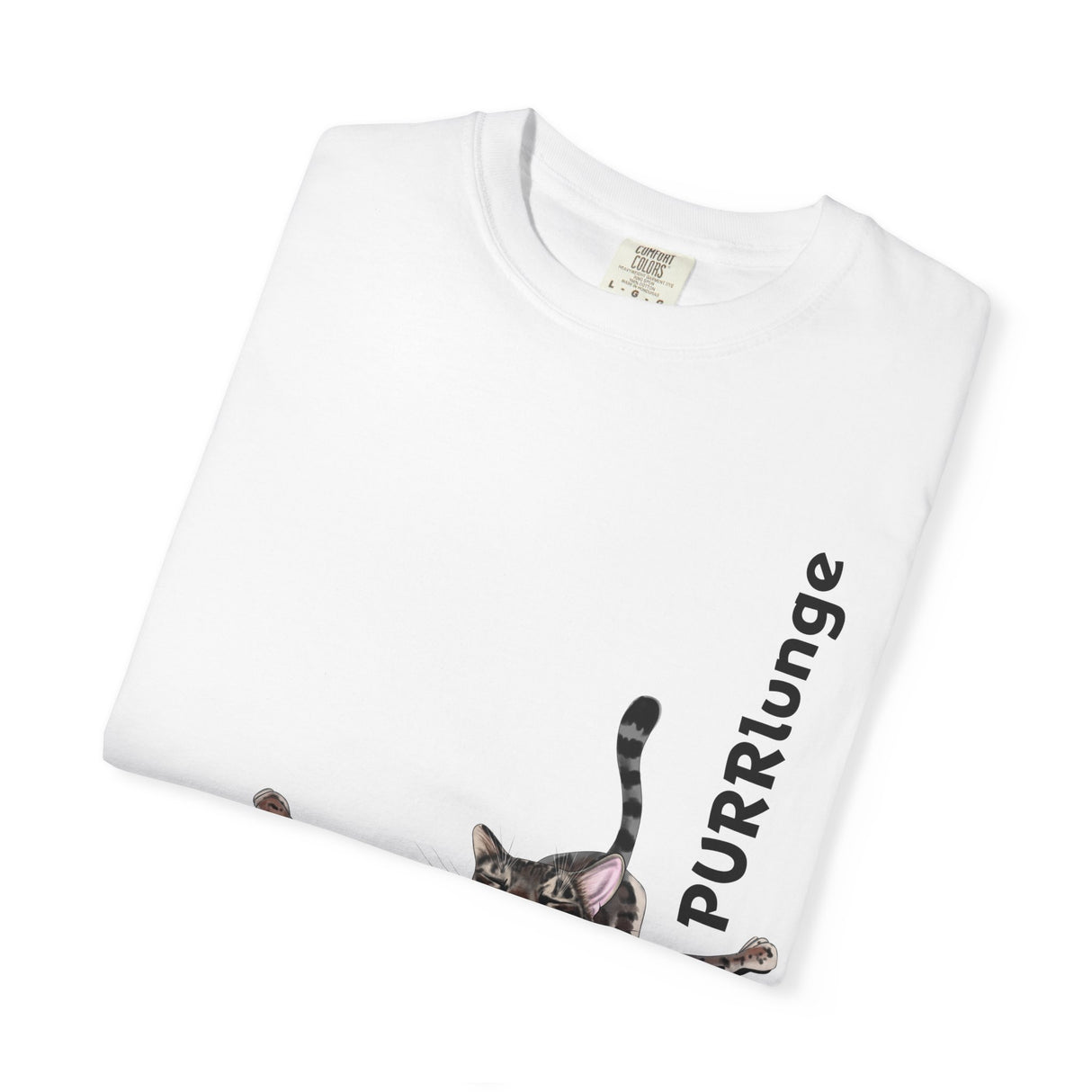 Purr-lunge Unisex T-shirt with Flounder the Purrmaid Design