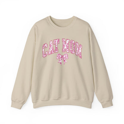 Pink Coquette Cat Mom Crewneck Sweatshirt