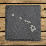 Hawaii Slate Coaster Set – Engraved Natural Stone (Set of 4)