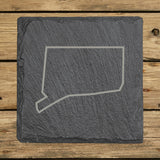 Connecticut Slate Coaster Set – Engraved Natural Stone (Set of 4)