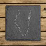 Illinois Slate Coaster Set – Engraved Natural Stone (Set of 4)