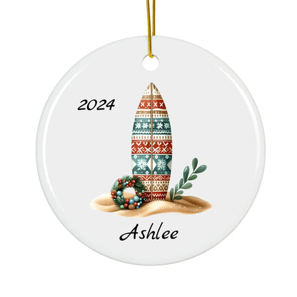 Personalized Coastal Christmas Ornament – Custom Ceramic Holiday Decor