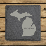 Michigan Slate Coaster Set – Engraved Natural Stone (Set of 4)