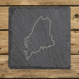 Maine Slate Coaster Set – Engraved Natural Stone (Set of 4)