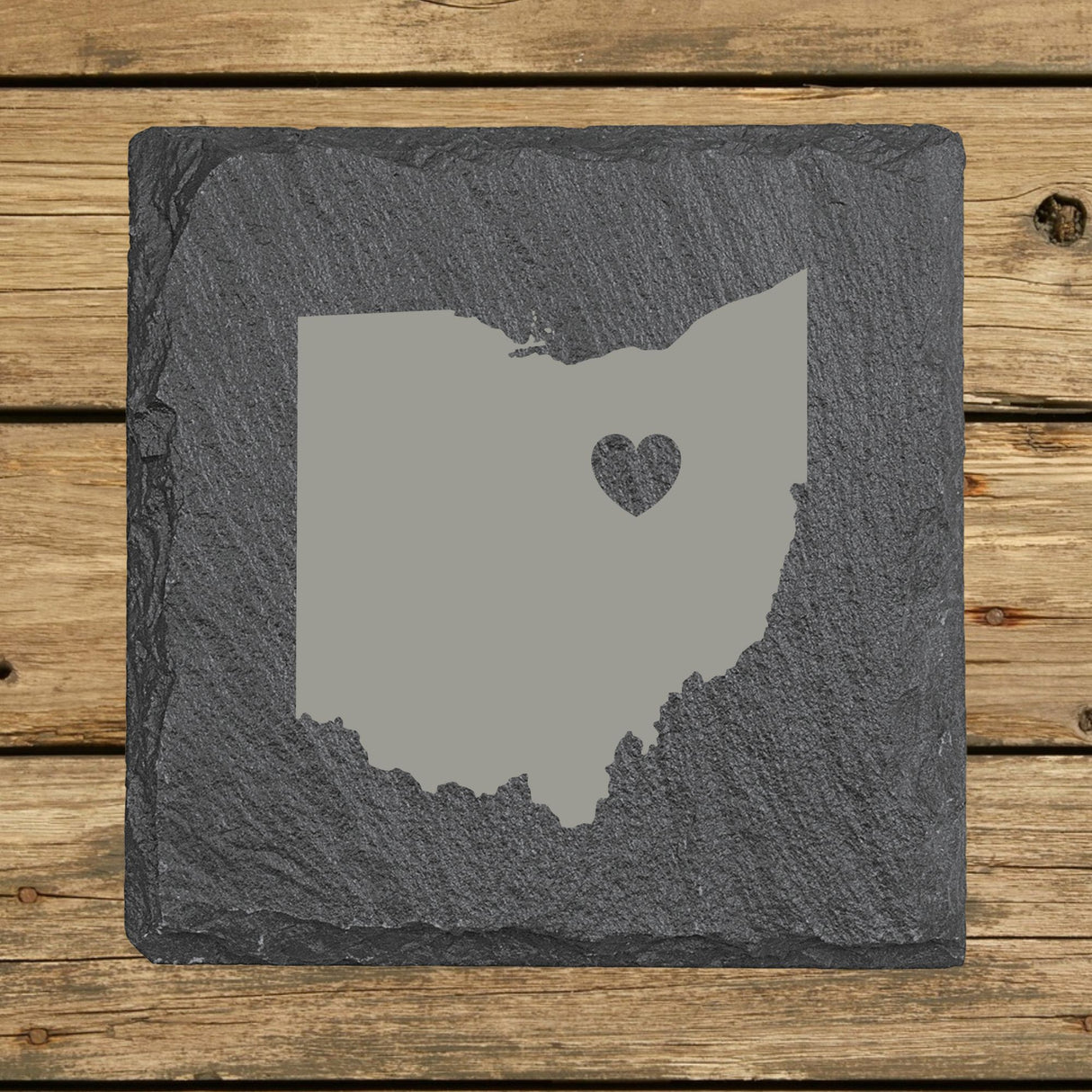 Ohio Slate Coaster Set – Engraved Natural Stone (Set of 4)