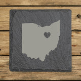Ohio Slate Coaster Set – Engraved Natural Stone (Set of 4)