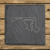 Maryland Slate Coaster Set – Engraved Natural Stone (Set of 4)