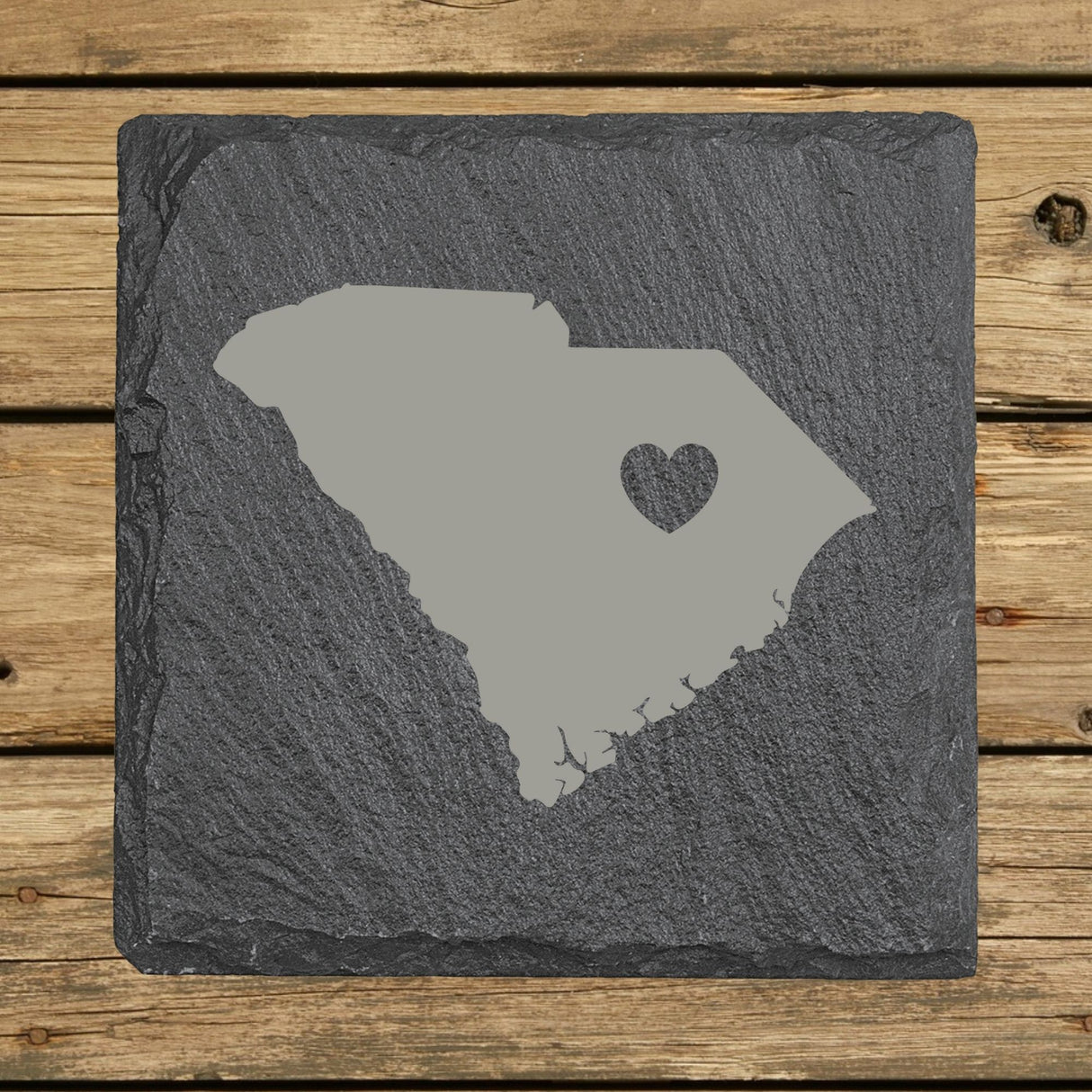 South Carolina Slate Coaster Set – Engraved Natural Stone (Set of 4)