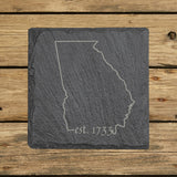 Georgia Slate Coaster Set – Engraved Natural Stone (Set of 4)