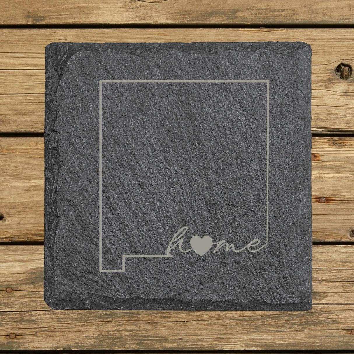 New Mexico Slate Coaster Set – Engraved Natural Stone (Set of 4)