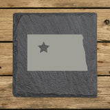 North Dakota Slate Coaster Set – Engraved Natural Stone (Set of 4)