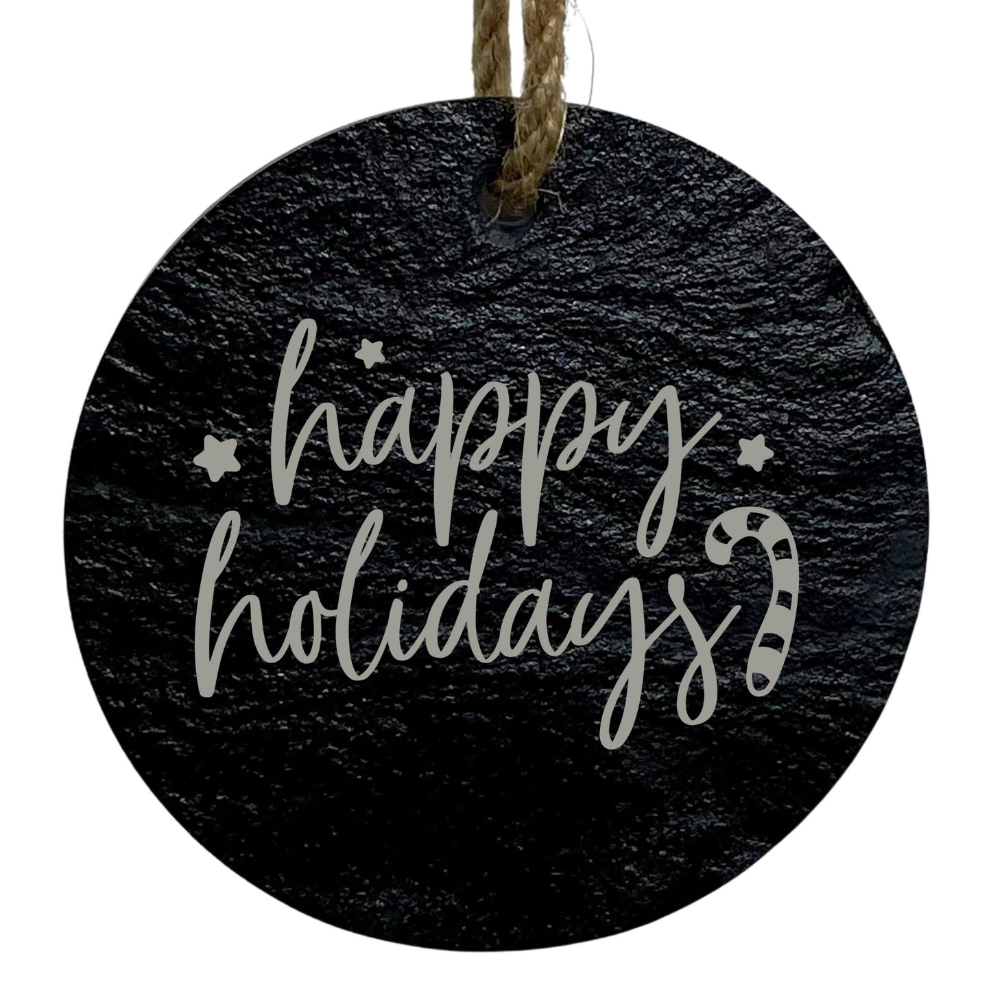 Happy Holidays 3” Round Slate Ornament - Festive Christmas Tree Decor