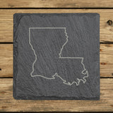 Louisiana Slate Coaster Set – Engraved Natural Stone (Set of 4)