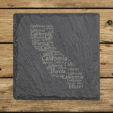 California Slate Coaster Set – Engraved Natural Stone (Set of 4)