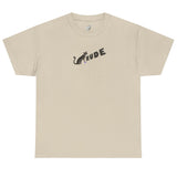 Flounder 'RUDE' Button Tee - Flounder the Eye-Rolling Cat T-Shirt, shown in Sand
