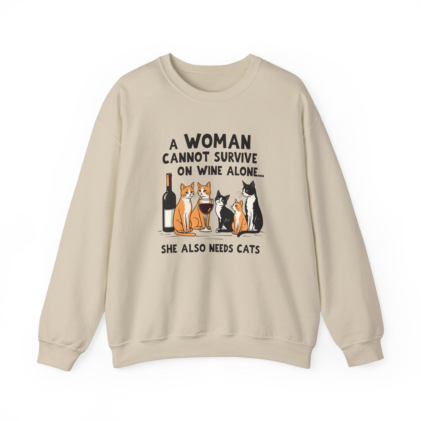 Funny Wine and Cats Sweatshirt - Adult