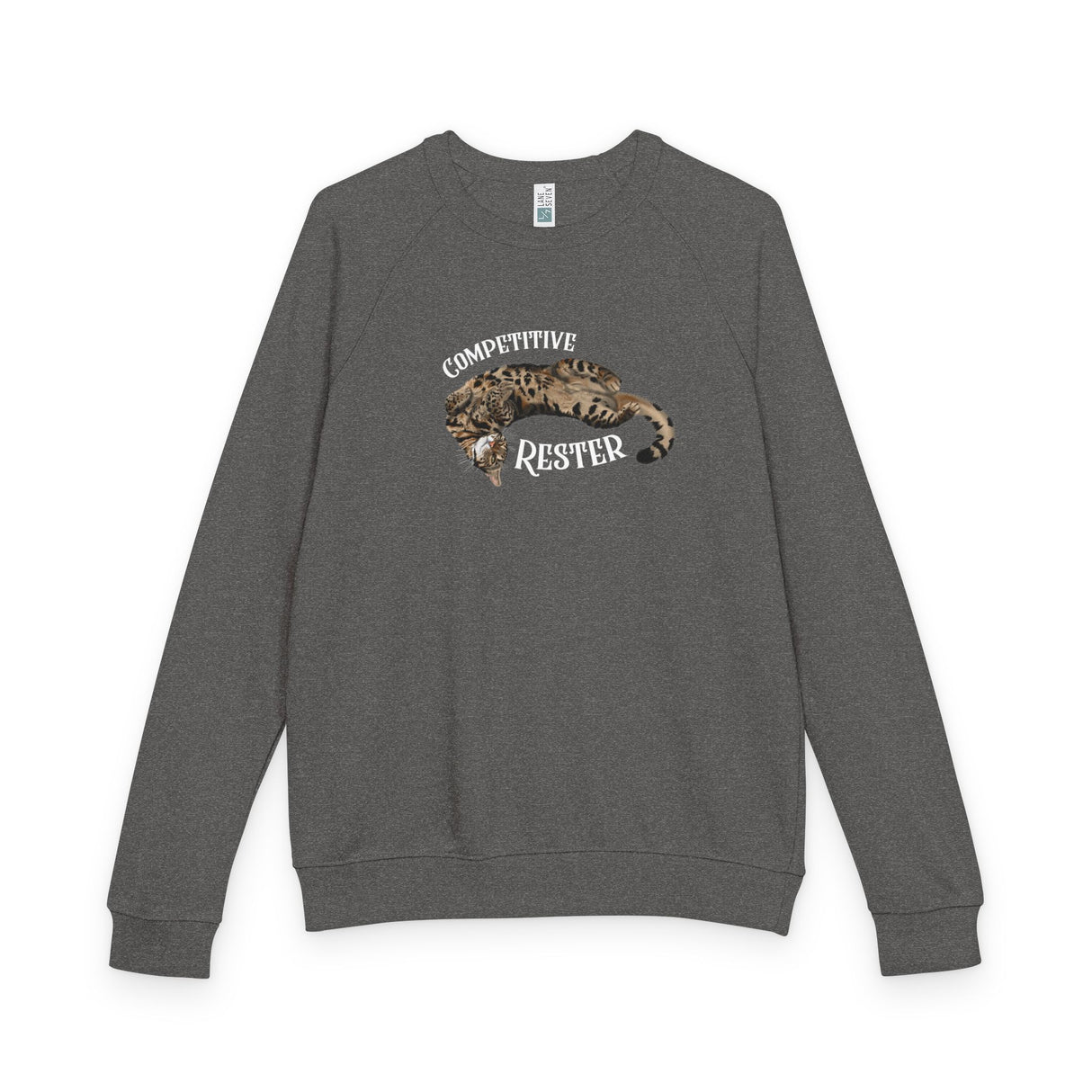 Competitive Rester Raglan Crewneck — Flounder 'Trying to Rest' Graphic