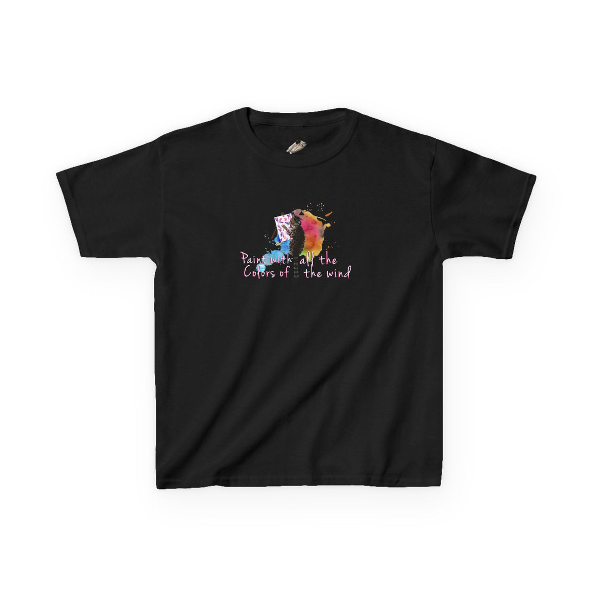 Kids Tee — “Paint With All The Colors Of The Wind” Flounder the Purrcasso Kids T-Shirt