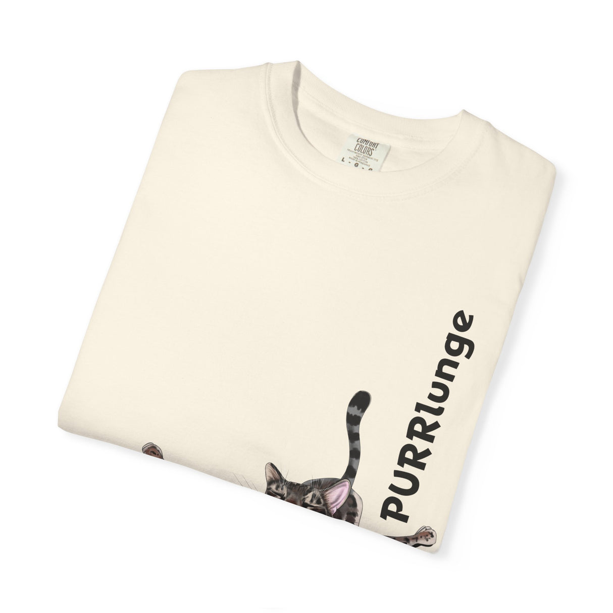 Purr-lunge Unisex T-shirt with Flounder the Purrmaid Design