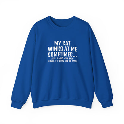 Cat Winks Funny Sweatshirt Adult