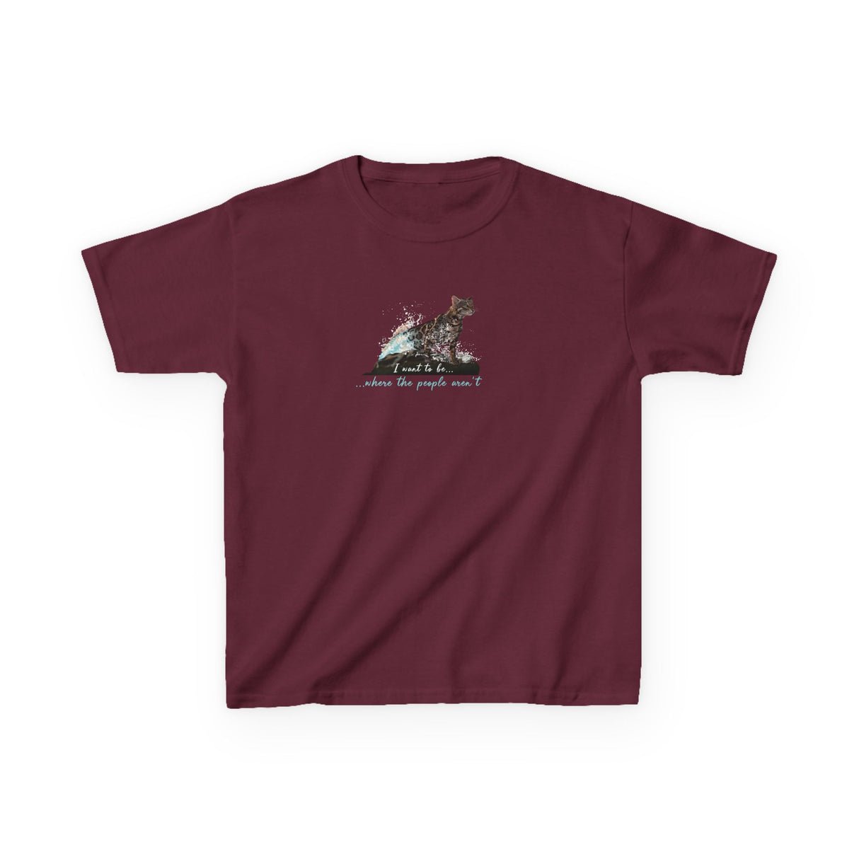 Kids Tee — "I Want to Be Where the People Aren't" Purrmaid Flounder Splash