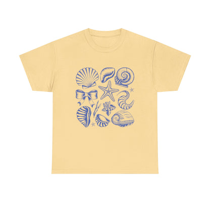 Blue Coastal Coquette Shell Cotton T-Shirt