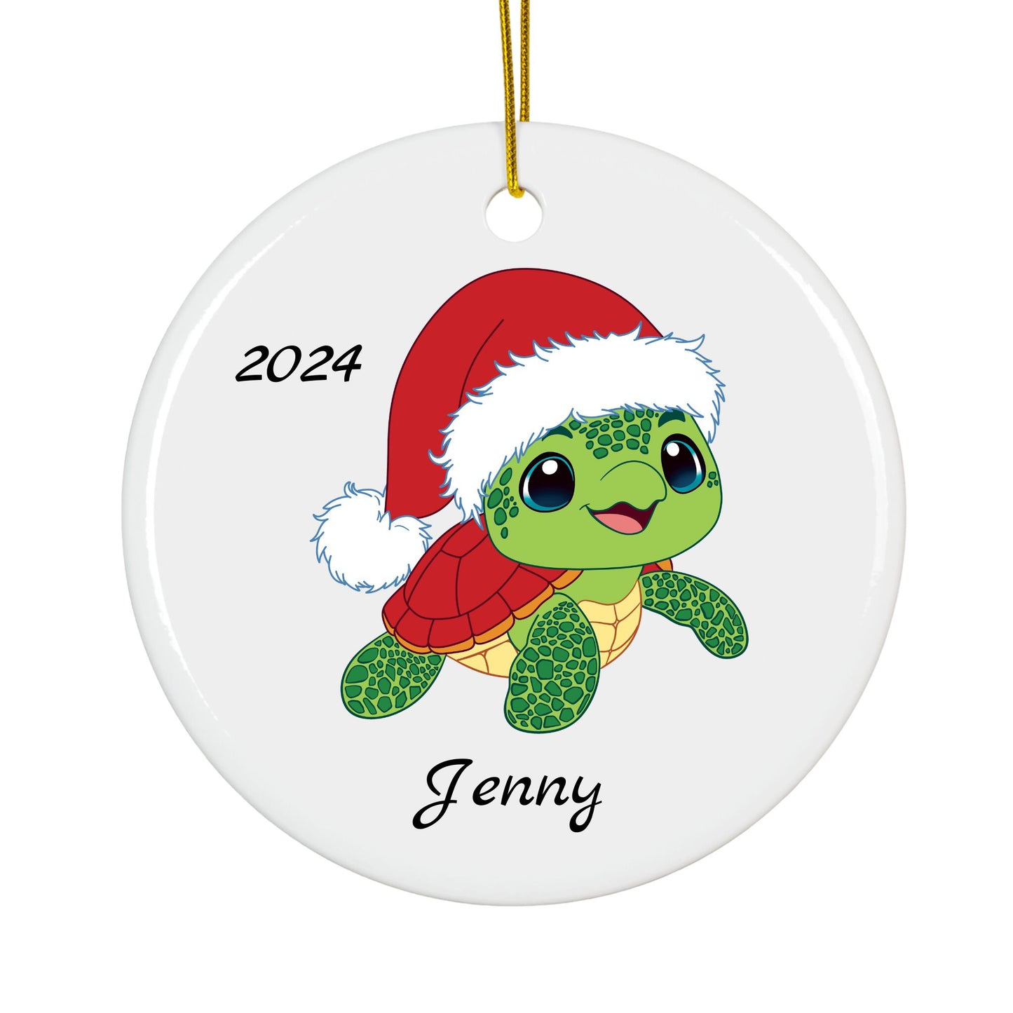 Personalized Sea Turtle Christmas Ornament – Custom Ceramic Holiday Decor