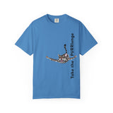 Purr-lunge Unisex T-shirt with Flounder the Purrmaid Design