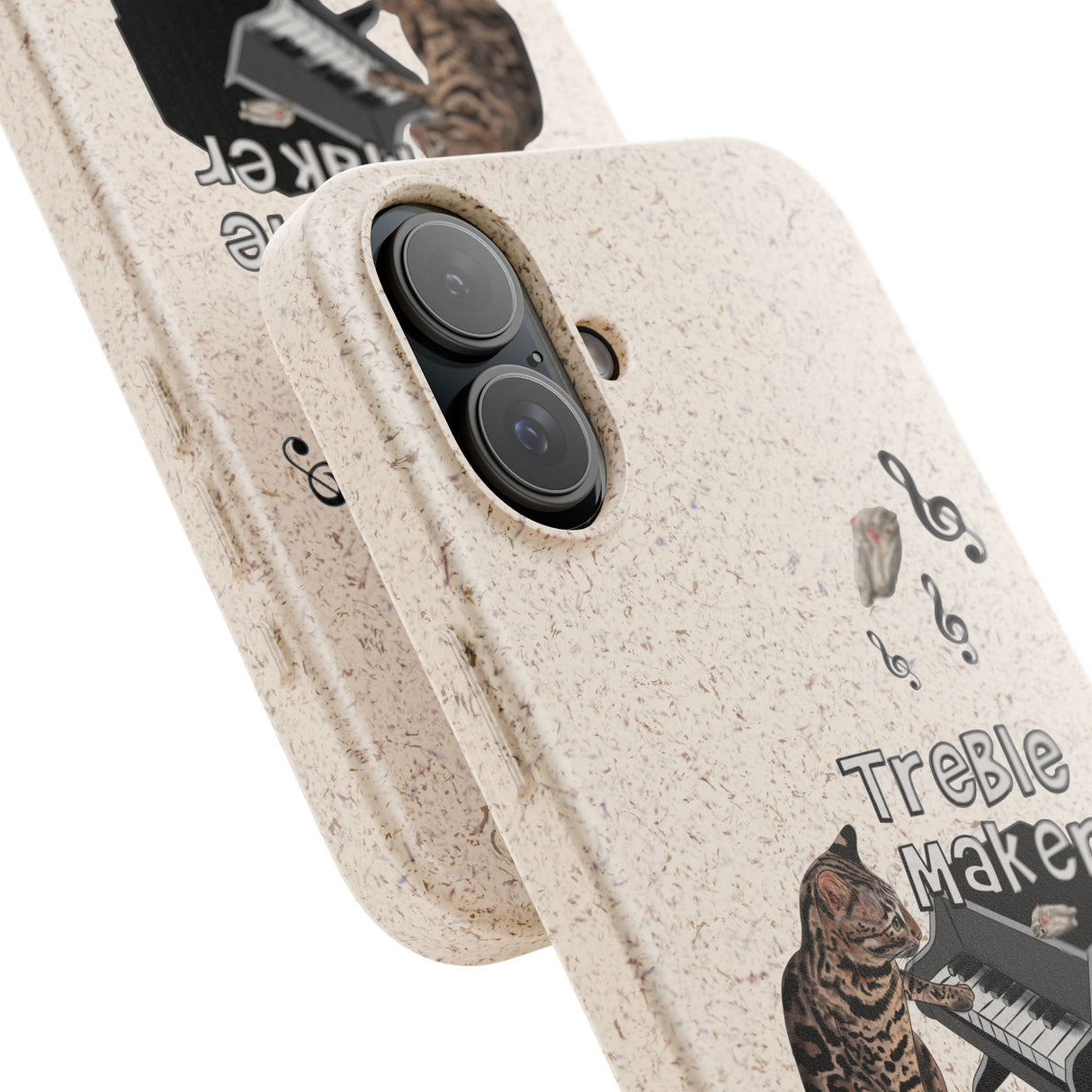 Phone case - Treble Maker Hand Drawn Design by Flounder's Mom, Nina Featuring Flounder the Purrmaid Playing Piano for Mouse Toy